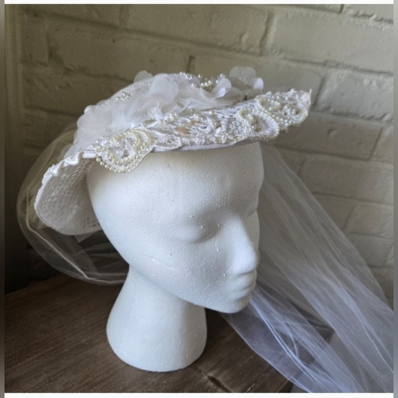 Vtg 70s Lace Applique + Pearl High Neck Wedding Gown, Fairy/ Victorian, Read - Picture 12 of 12